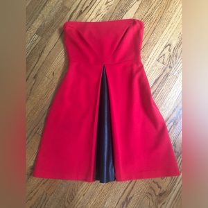 Bailey 44 Red Dress with Black Faux Leather Dress Sz XS